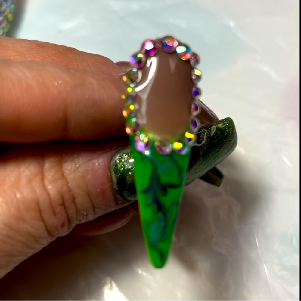 Marble and Diamonds Custom Press On Nails